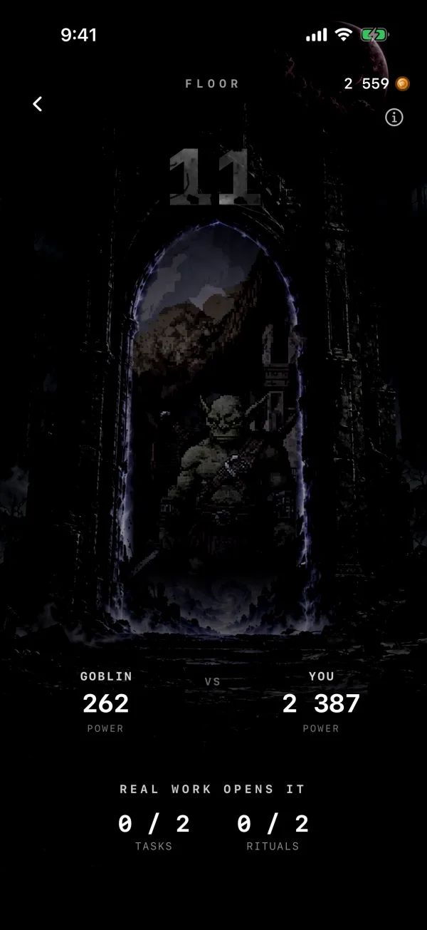 The Portal on floor 11, a Goblin behind the gate